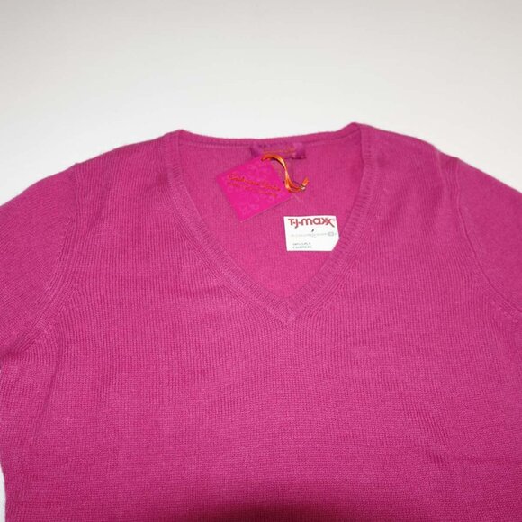 Cashmere Cache Women's 100% 2 Ply Cashmere V-Neck Sweater Small Pink Pullover S - Picture 2 of 5
